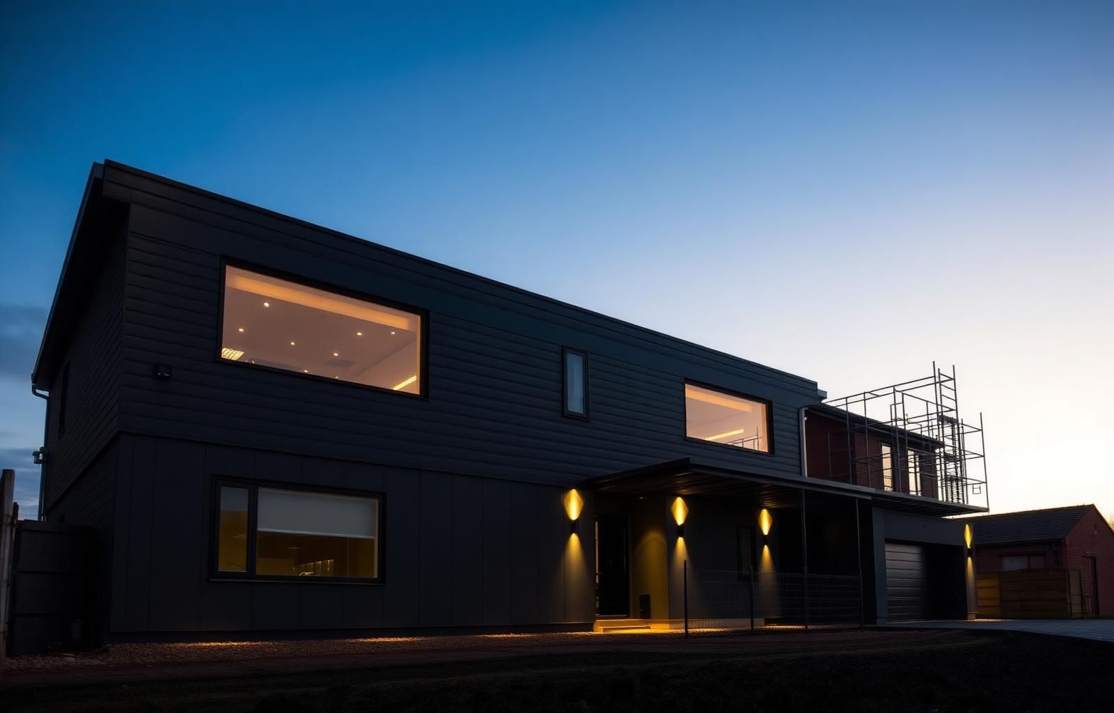 Modern renovated property at dusk